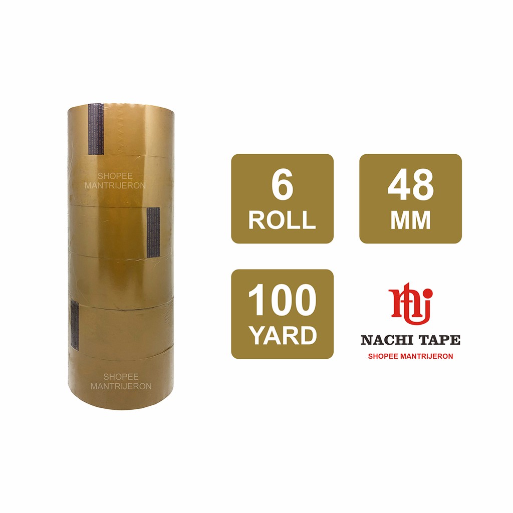 

Lakban Nachi Coklat 2 inch Slop 6 Roll 48 mm 100 yard Isolasi Tape Solatip