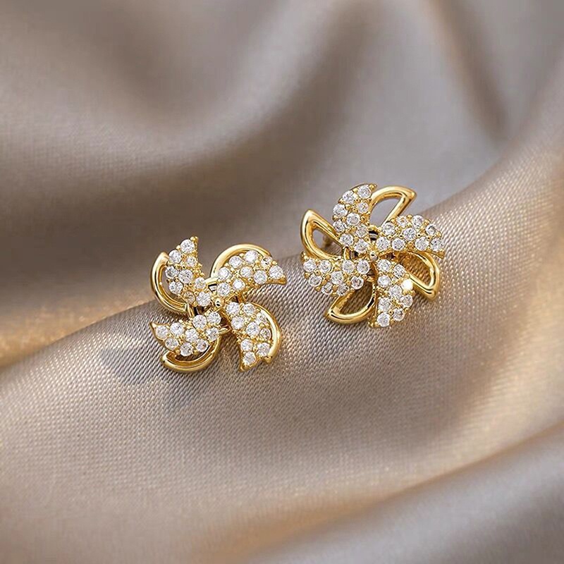 Anting Tusuk Bentuk Kincir Angin Bahan Sterling Silver 925