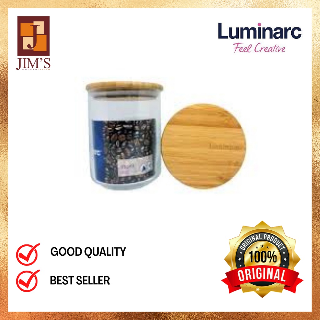 LUMINARC TOPLES KUE Q2191 JAR KACA CANISTER TUTUP KAYU 800ML
