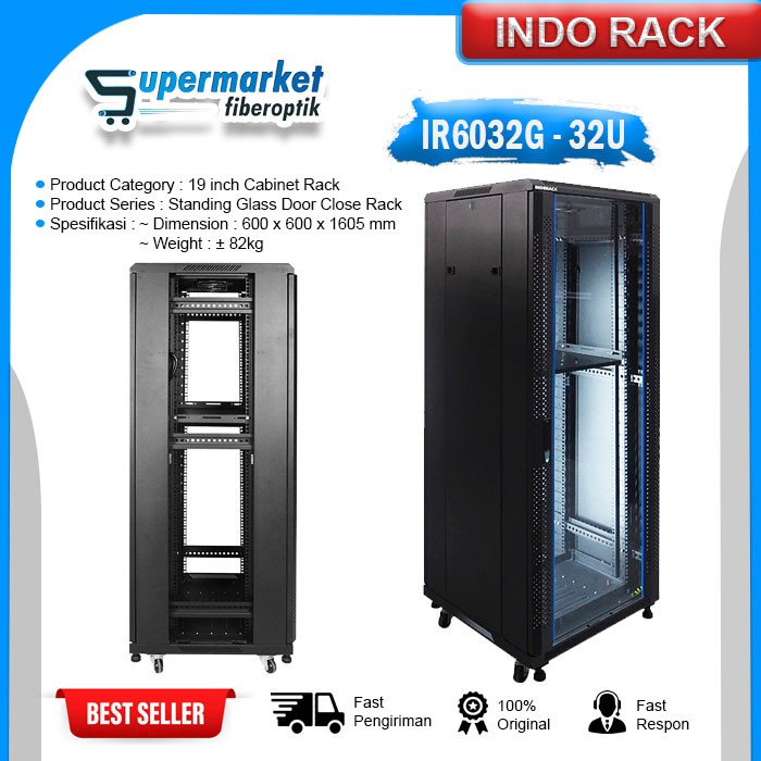 Jual Indorack Rack Server Standing Close Rack U Glass Door Ir G Mm Indonesia Shopee