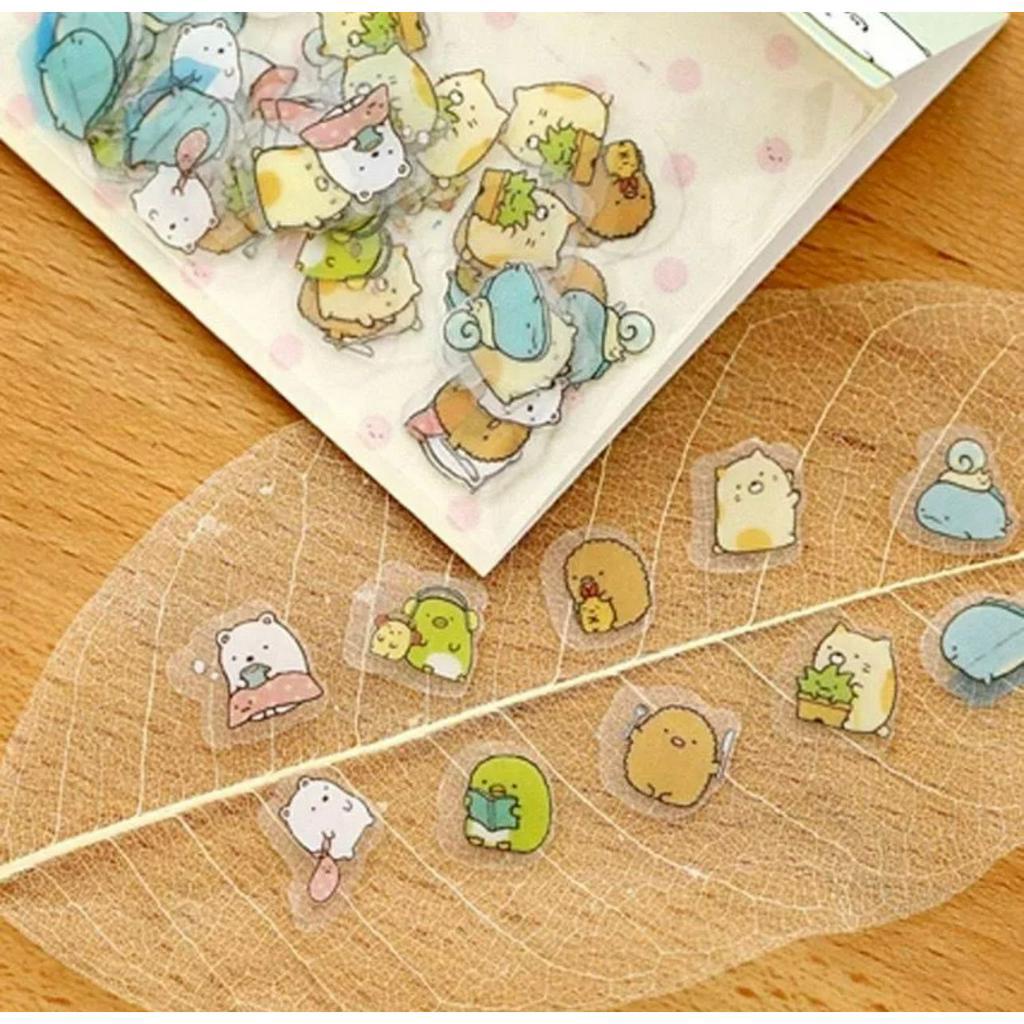 STIKER ISI 80PCS STIKER LUCU MINI SUMIKKO GURASHI || SEAL BITS TRANSPARAN CUTE ANTI AIR - BD