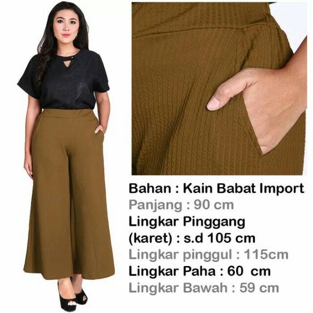 New arival kulot plisket Panjang coklat tua L