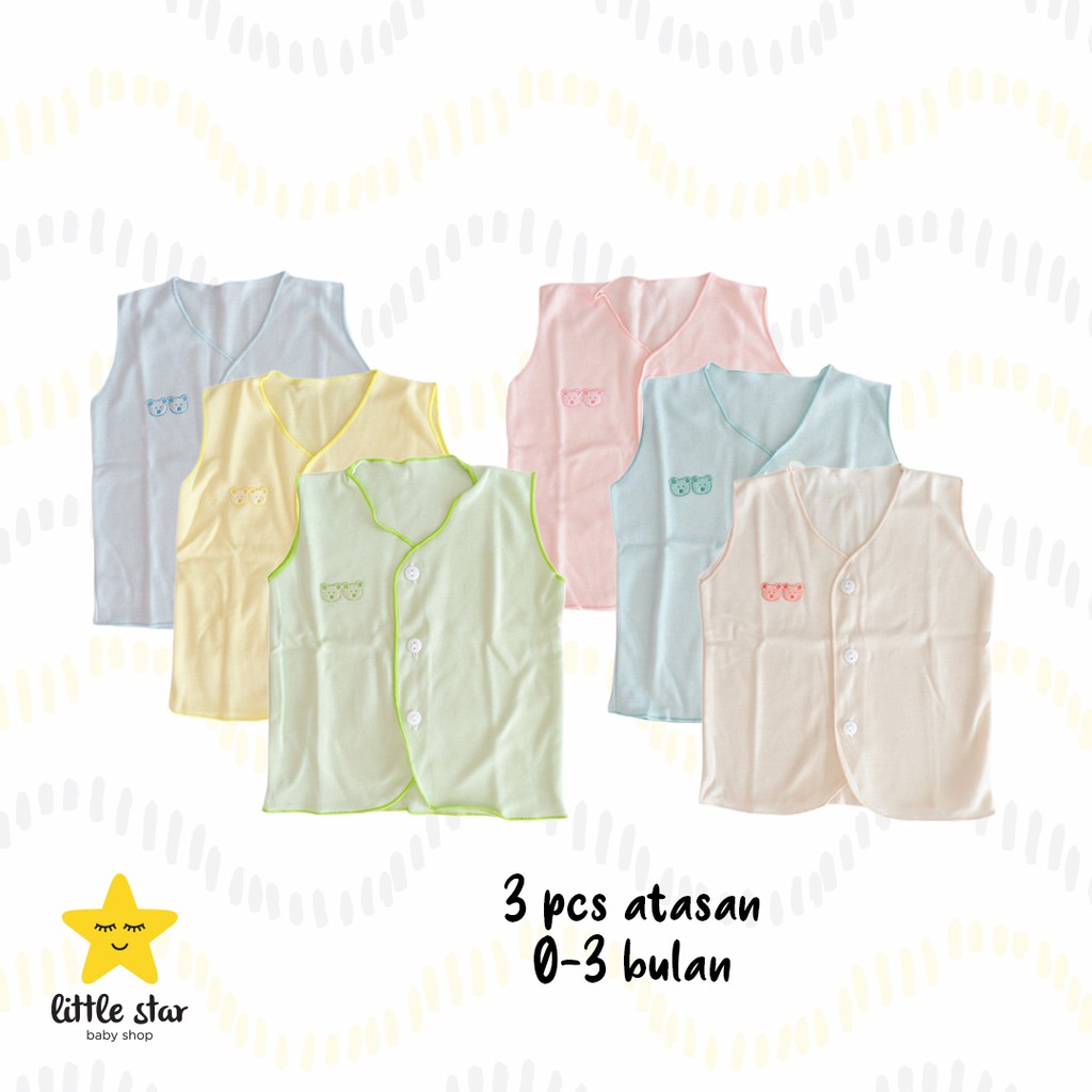 3 Pcs Y Lin Kaos Atasan Kancing Kutungan Tanpa Lengan Anak Bayi Cewek Cowok