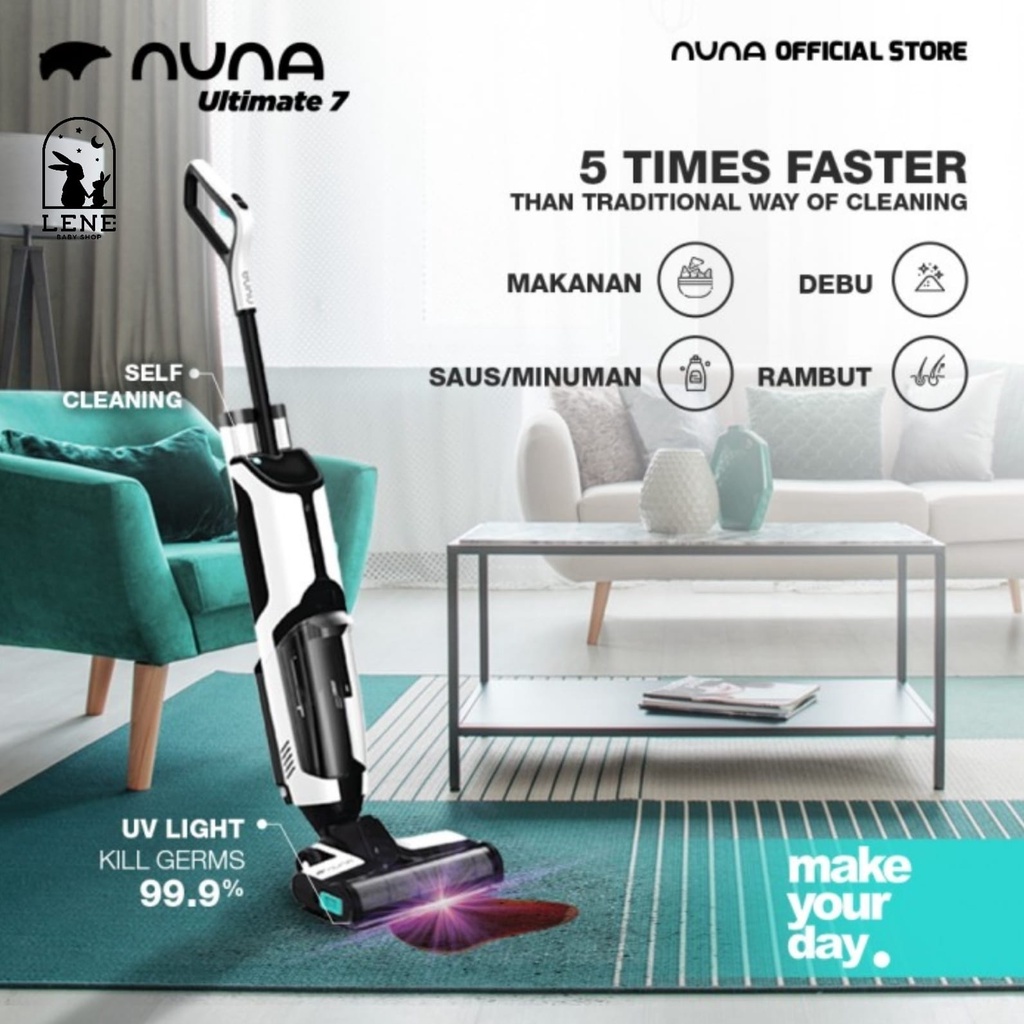 [2 HEPA + 1 SOFT BRUSH + 1 HARD BRUSH] NUNA Ultimate 7 Cordless Multifunction Floor Cleaner