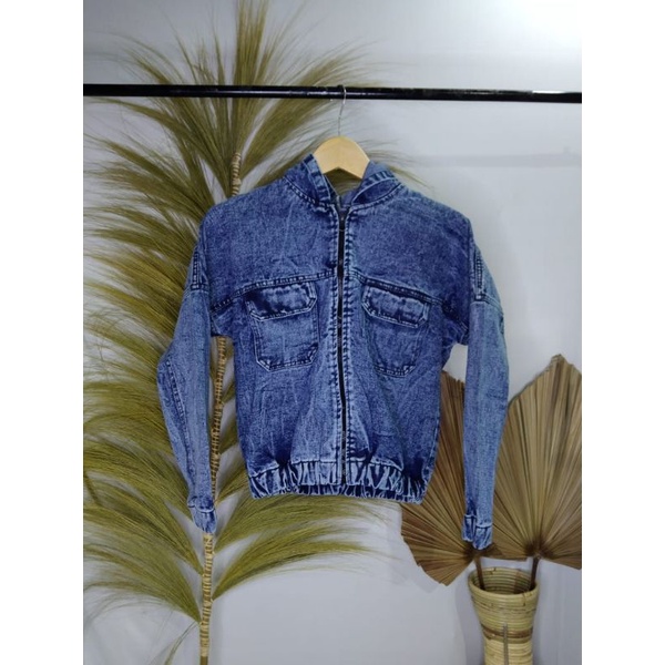 Jaket jeans hoodie/Jaket cewek