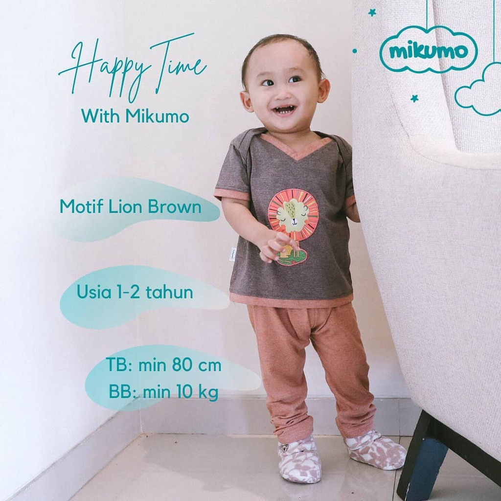 MIKUMO - Setelan Baju Anak Motif by CuddleMe 1-2 Tahun - Setelan Baju Anak Unisex - 1 Stel