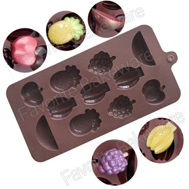 Silicone Mold Fruit Cetakan Silikon Jelly Puding Cokelat Buah Nanas Apel Anggur Semangka Pisang Grap