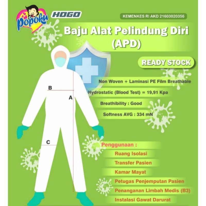 Hazmat / APD COVERALL Jumsuit,  IZIN KEMENKES