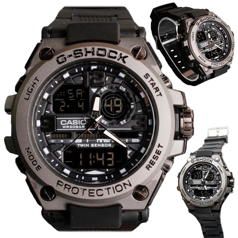Jam Tangan Pria Gshock Digital Analog 2395 Strap Rubber Anti Air Dualtime Terlaris