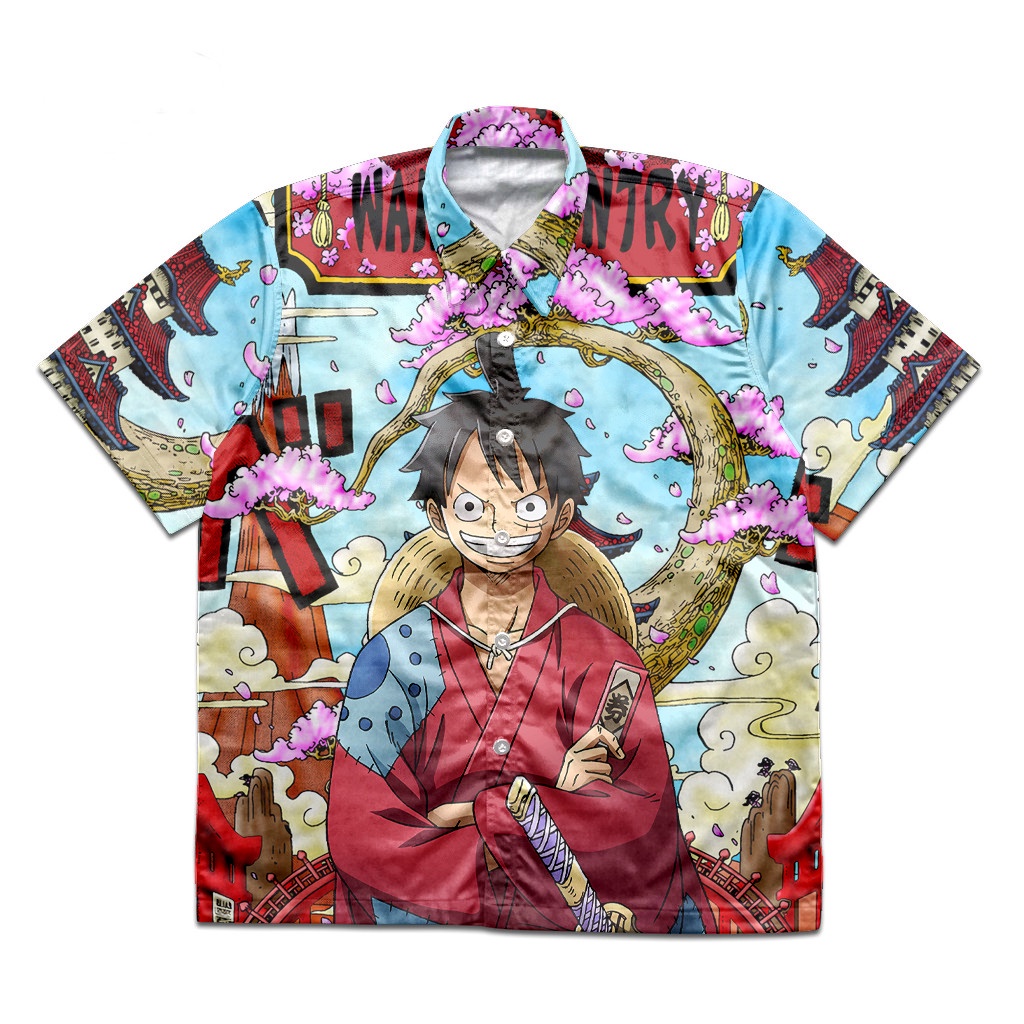 Kemeja Luffytaro Wano Flower Capital Anime Manga One Piece  Premium Unisex