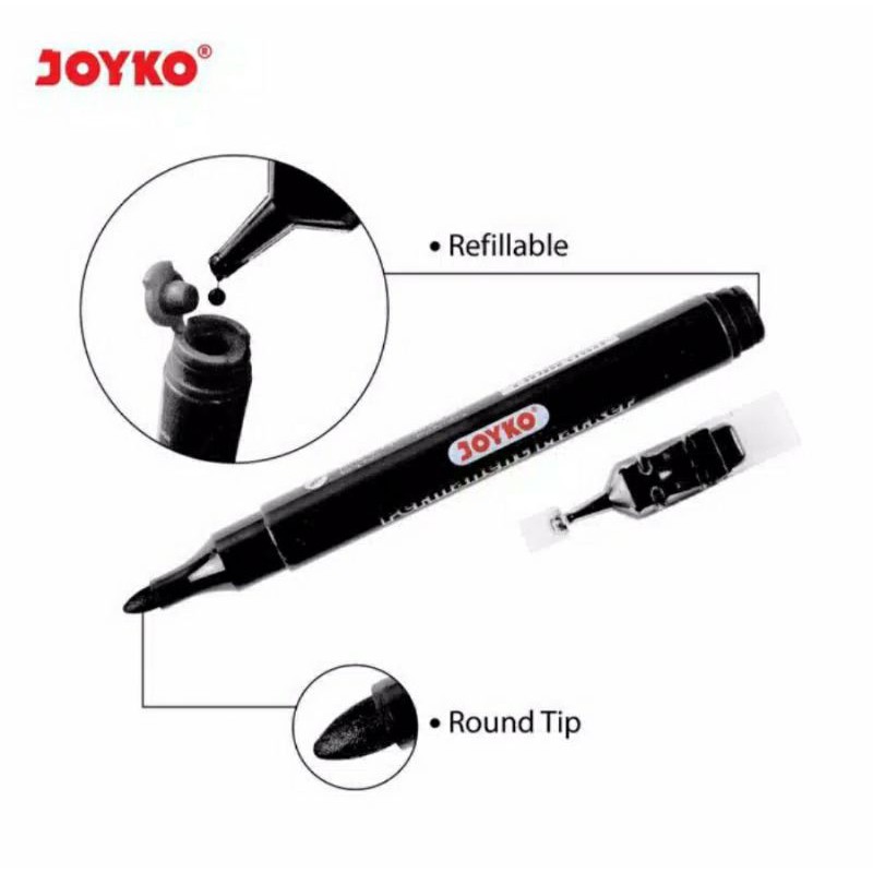 Spidol Permanen Hitam JOYKO BONUS REFiLL Permanent Marker PM-34RF/Harga Per 1 Pc