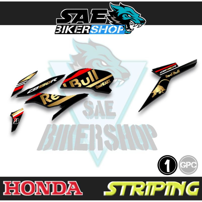 STRIPING STICKER STIKER ALL NEW CB150R REDBULL GOLD