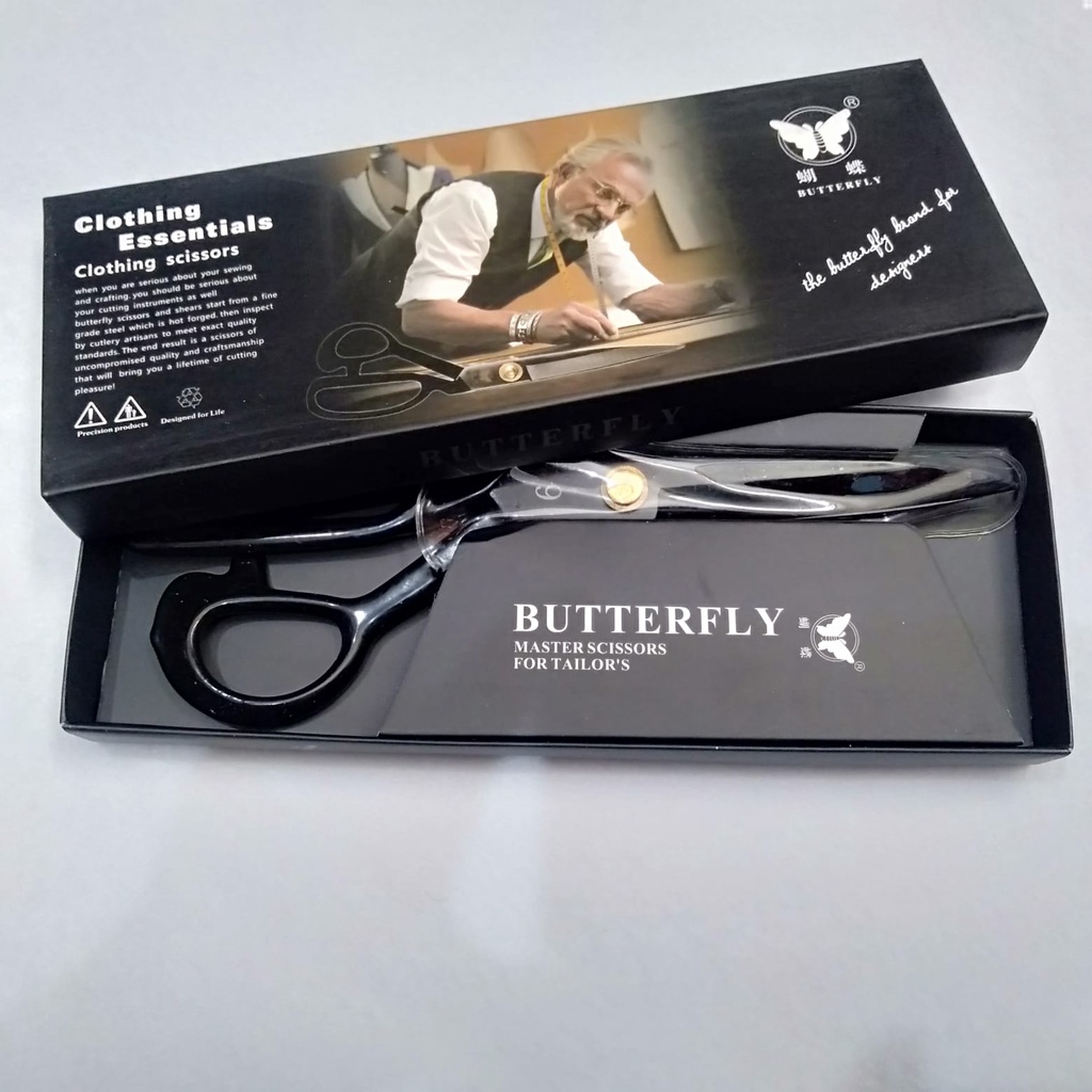 

Gunting Potong Bahan kain/Tailor scissors BUTTERFLY 9 Hitam