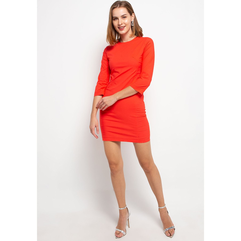 LLACES Clothing - Dress Wanita - Office Dress - Orange