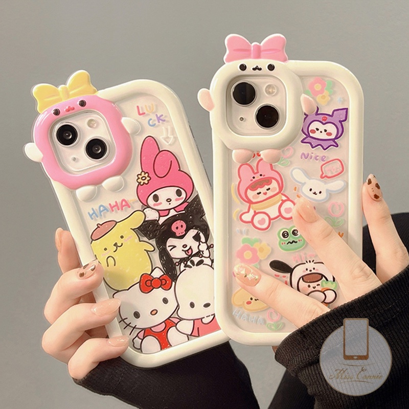 Soft Case TPU Motif Kartun Kucing / Monster / Kelinci 3D Untuk IPhone 11 13 12 14 Pro MAX 6 6S 7 8 Plus XR X XS MAX