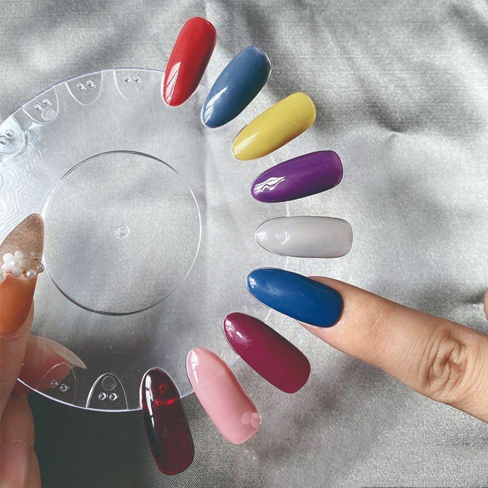 AUGUSTINA Augustina Display Kuku Bulat Berdiri Salon Transparan Manicure Cetakan UV Gel Display Papan Latihan Kuku Rak Mandi Kuku Plastik