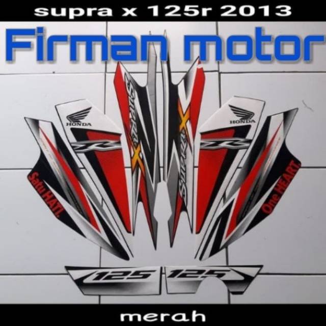 Striping sticker list body supra x 125 2013 merah-hitam