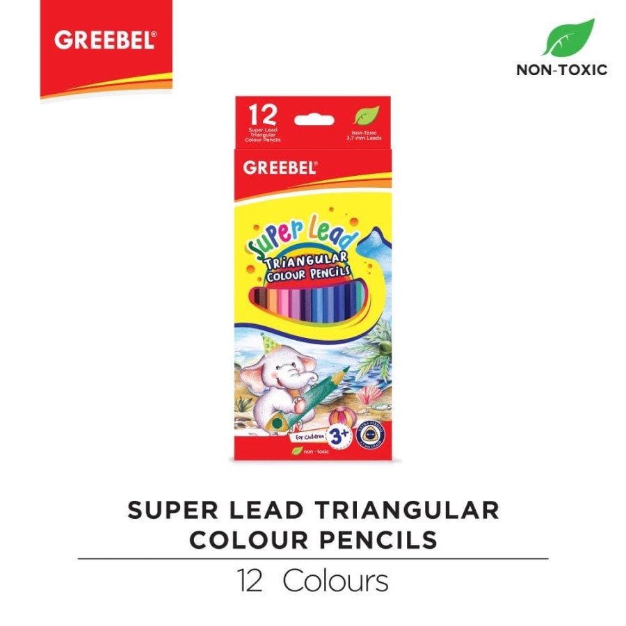 

GREEBEL 3712 Pencil Super Lead Triangular Colour Pencils 12 Warna