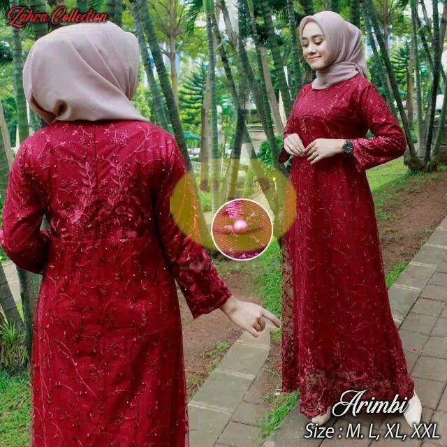GAMIS BROKAT JUMBO | DRESS JUMBO FULL BROKAT MAROON
