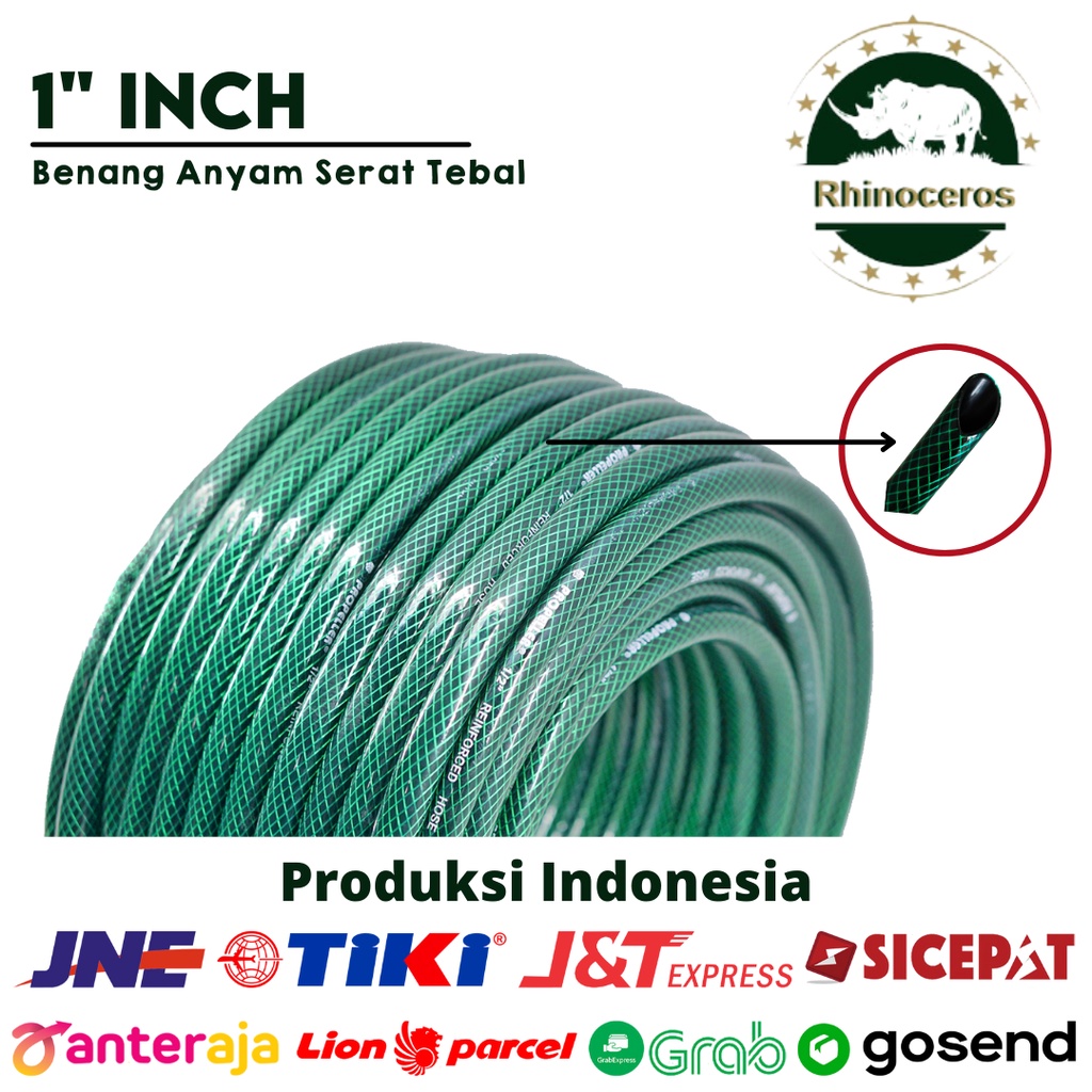 Selang Air Benang Hijau RHINOCEROS Anti Lumut 1inch 100M