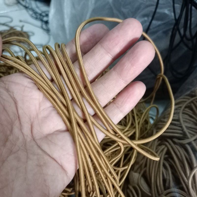 tali bulat elastis tali string elastis/tali karet bulat  3mm 13 warna( permeter)-Coklat c