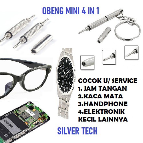 Obeng Mini 4 in 1 untuk Handphone, Jam dan Kaca Mata