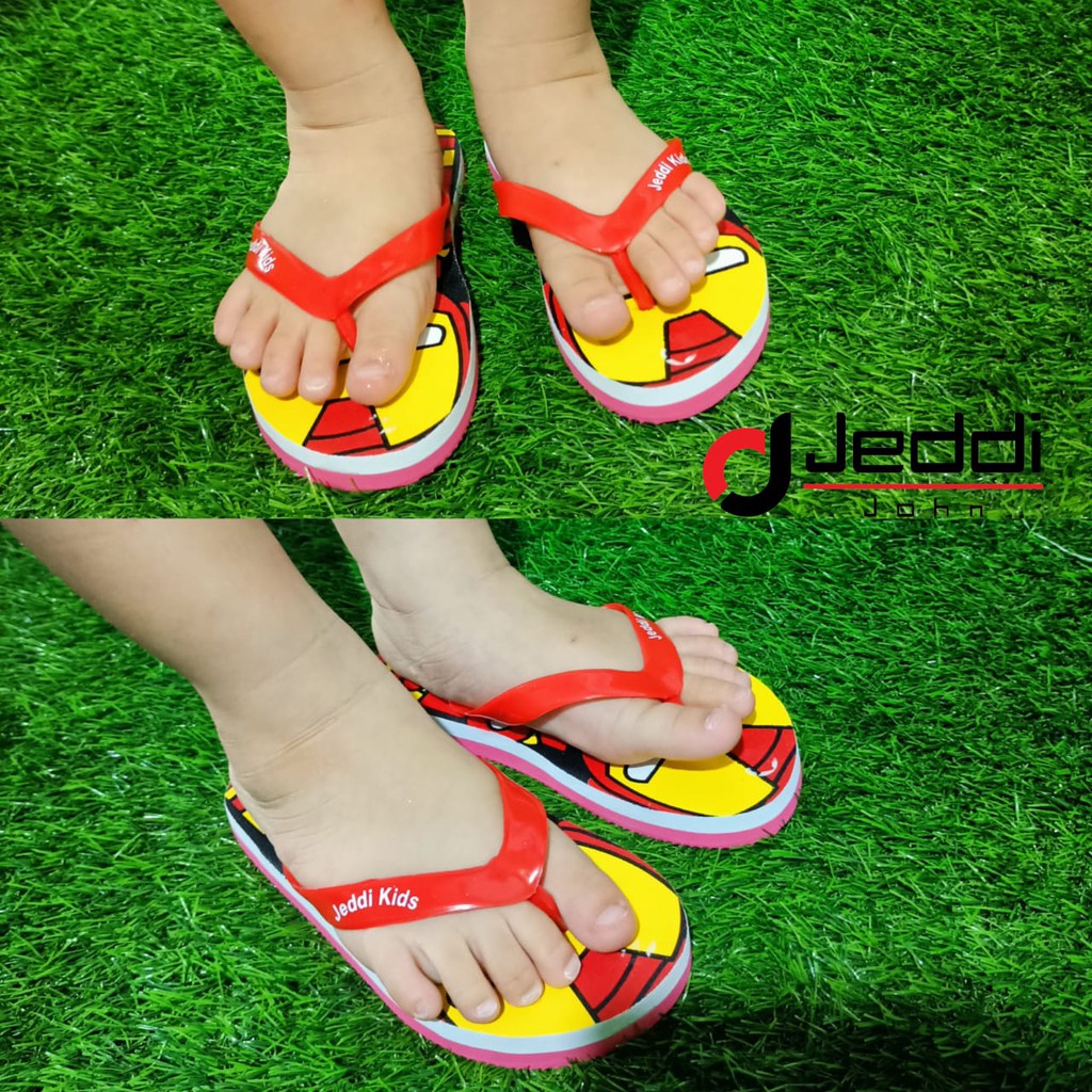 Jeddi ironman 26-35/sandal noir japit anak laki ironman /sendal jepit spon teplek ironman cowok