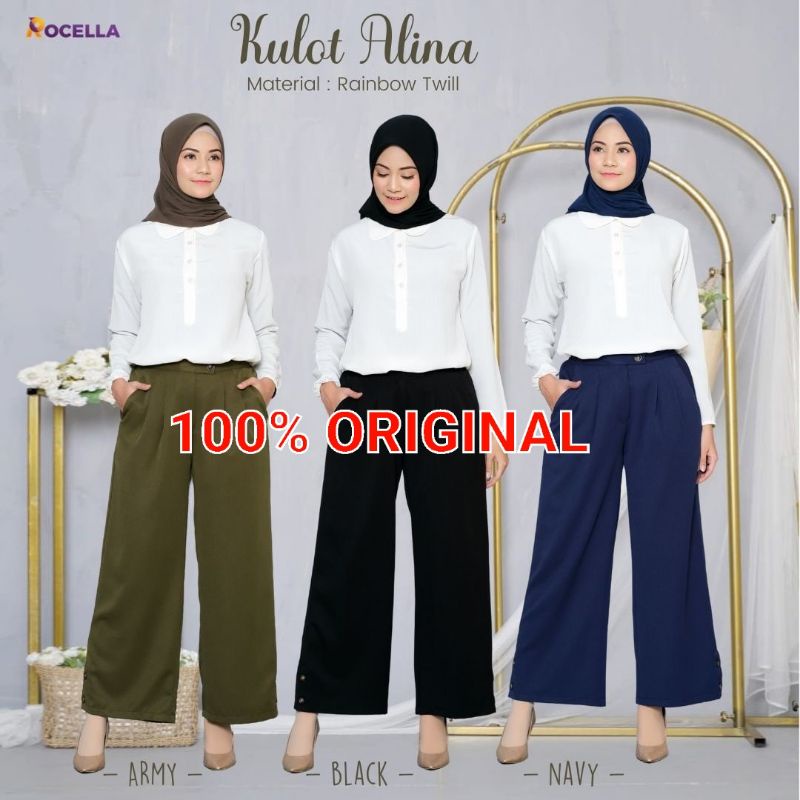 ROCELLA KULOT ALINA BAHAN RAINBOW TWILL | CELANA KULOT JUMBO | FASHION MUSLIM