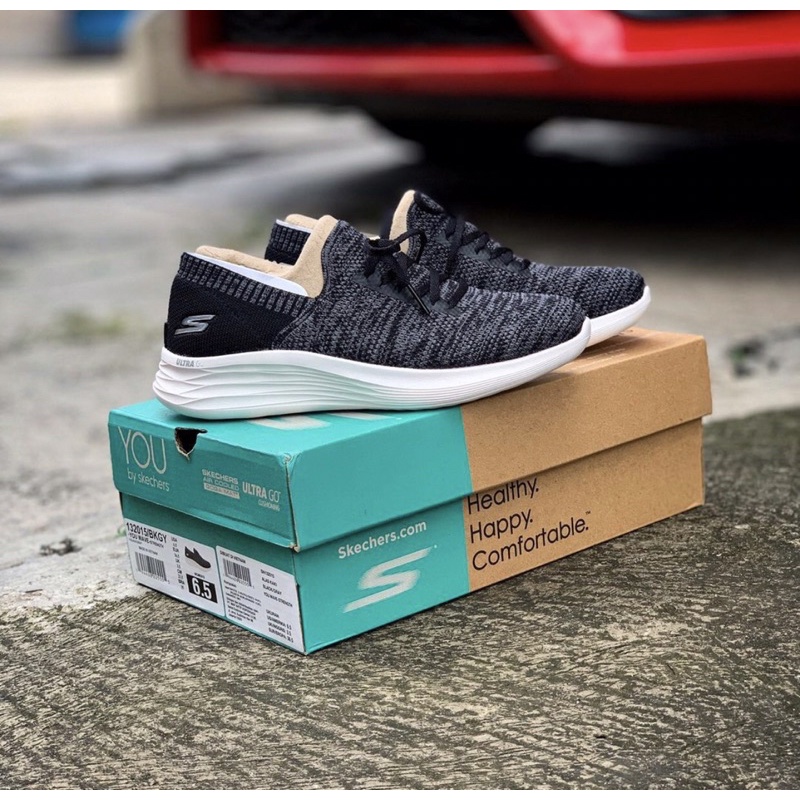 Sepatu SKECHERS YOU WAVE-STRENGTH BLACK/GRAY 132015/BKGY (WOMEN)