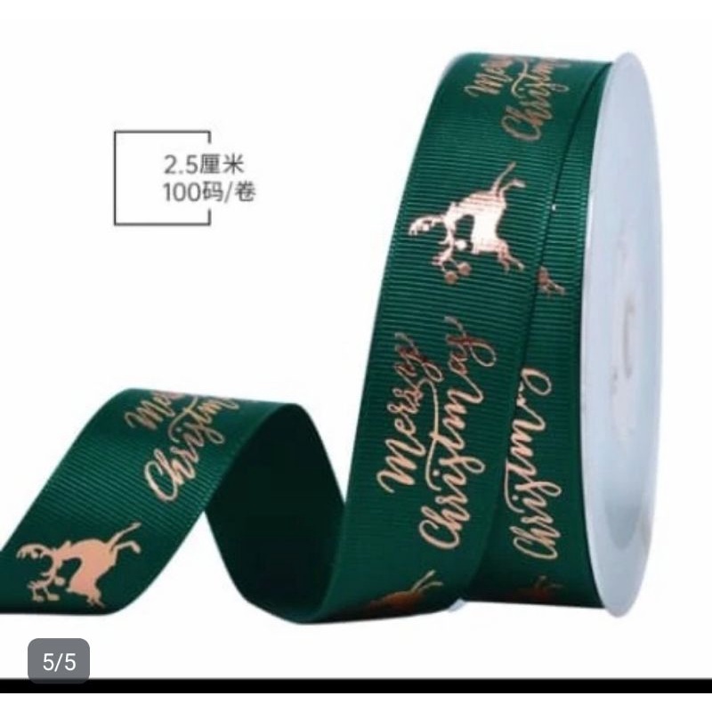 PITA RIBBON NATAL LUCU PITA KADO MERRY CHRISTSMAS /meter P-2.5cm
