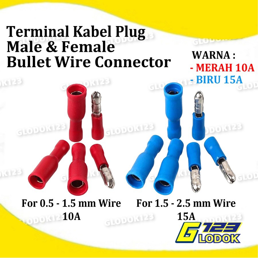 Bullet Wire Connector Terminal Plug Cucuk Kabel Quick Cable Crimp