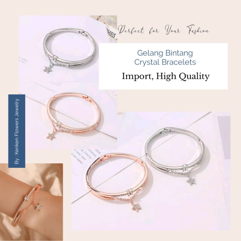 Gelang Stainless Steel  Bintang Crystal Bracelets Rumbai