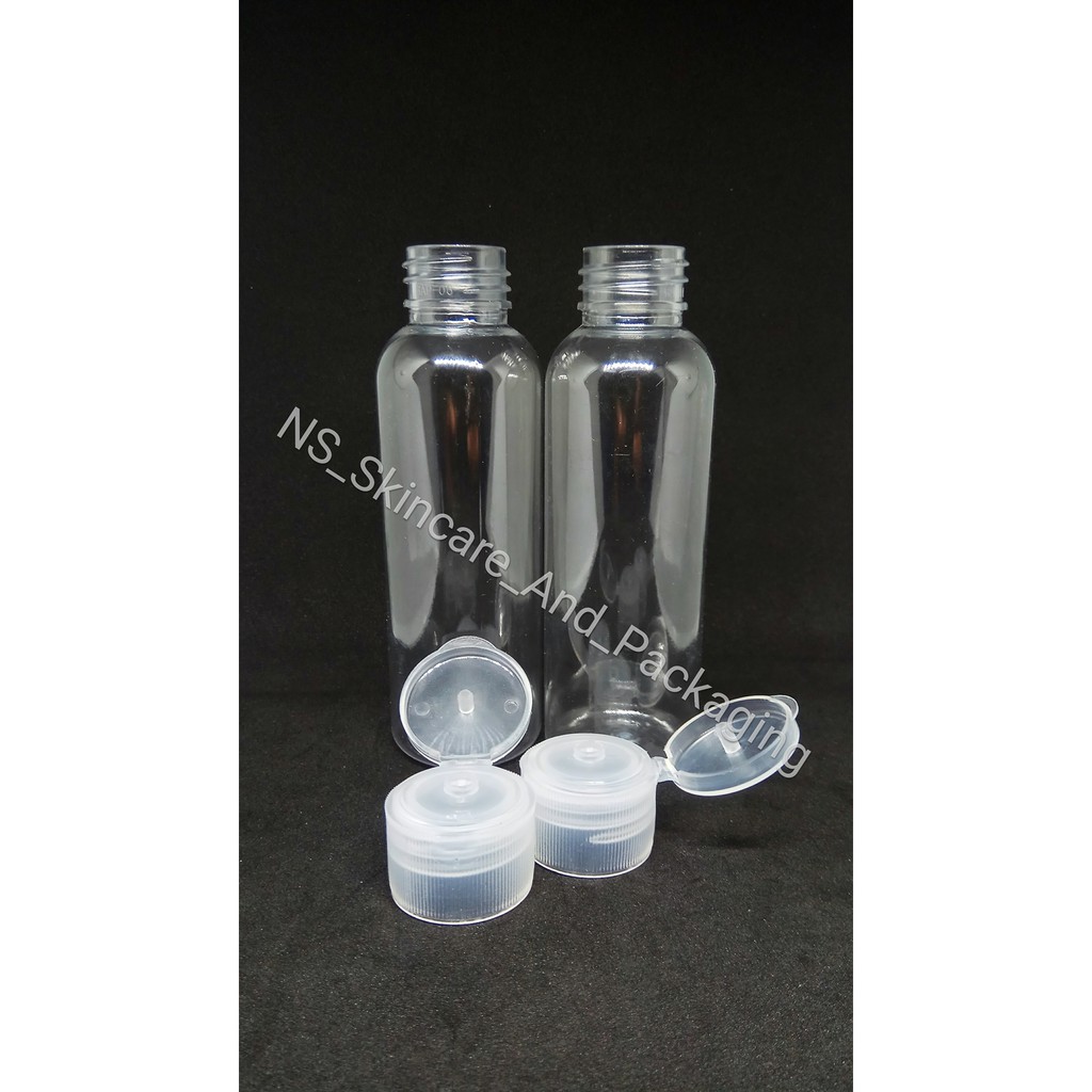 Botol PET 100ml Natural Tutup Fliptop Natural / Botol Fliptop 100ML