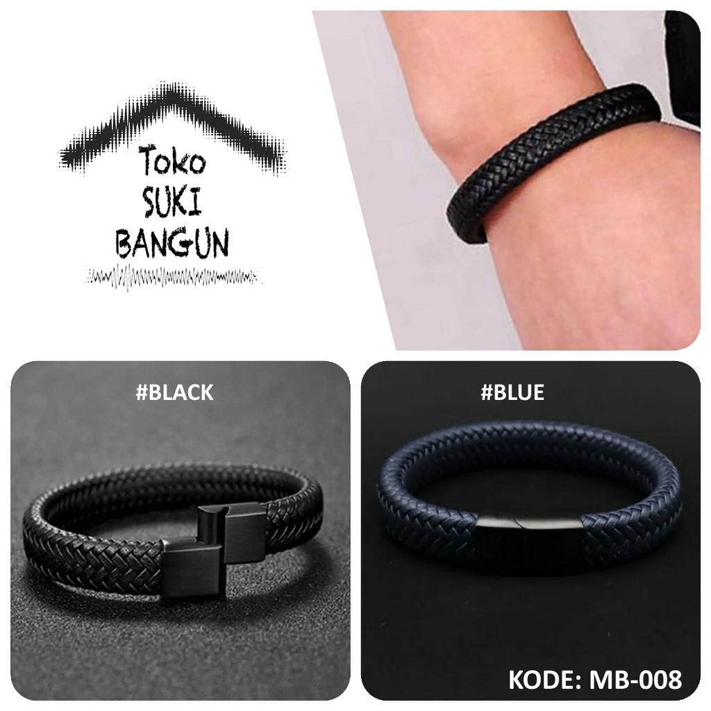 Gelang Kulit Pria / Gelang Cowok / Bracelet Men Braided Fashion MB-008