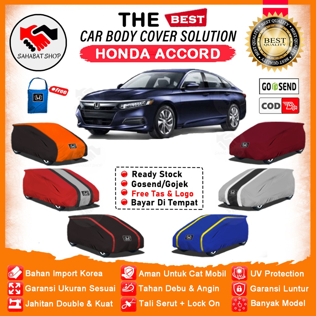 Sahabat Body Cover Mobil Accord / Penutup Sarung Mobil Honda Accord Outdoor / Tutup Penutup Mantel Jas Mantol Pelindung Kerodong Mobil Sedan Accord Anti Air Waterproof Model Orange