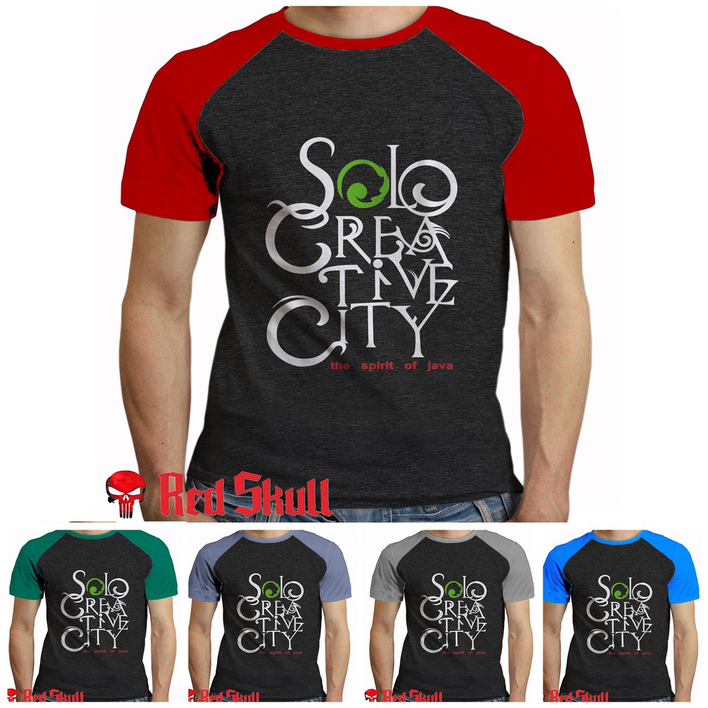 kaos t-shirt distro pria katun raglan solo creative city xxl