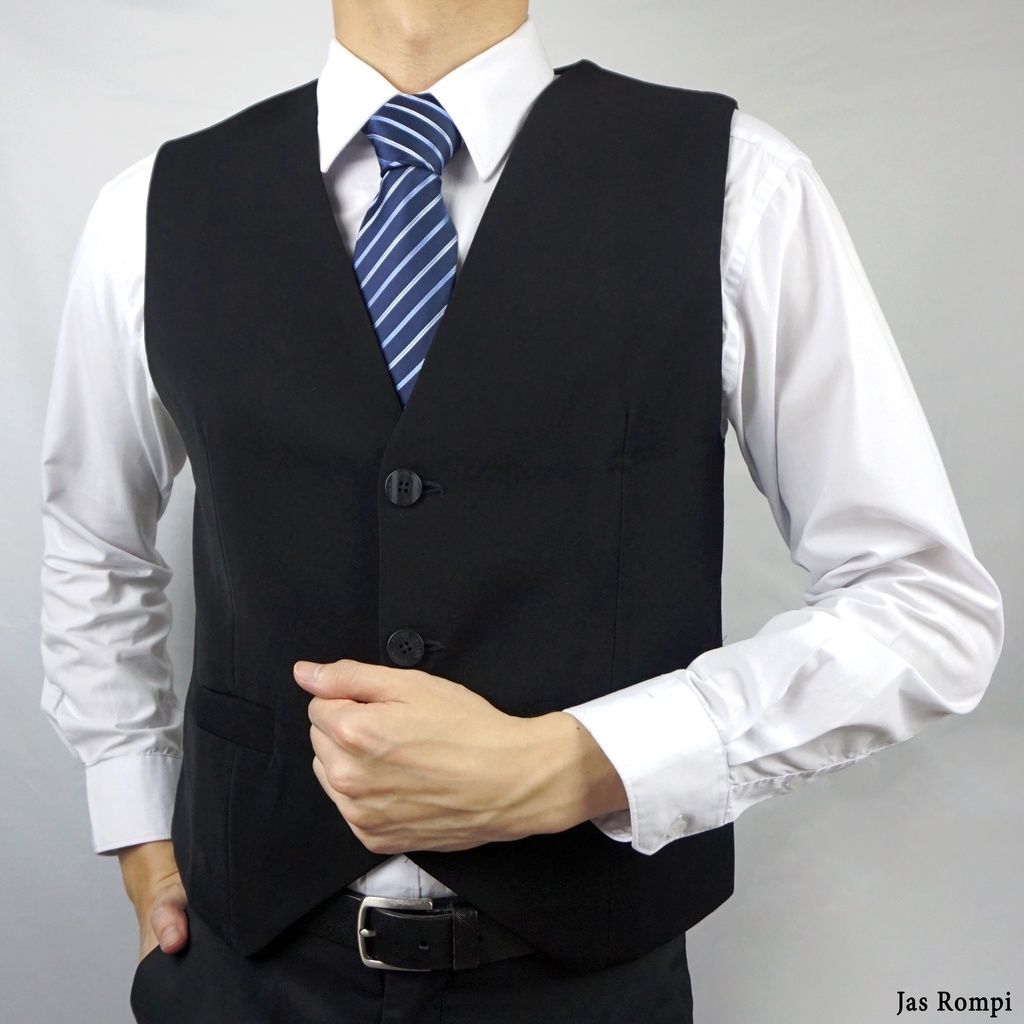 BOSS Jas Rompi (Vest) Formal Pria Slim Fit Hitam