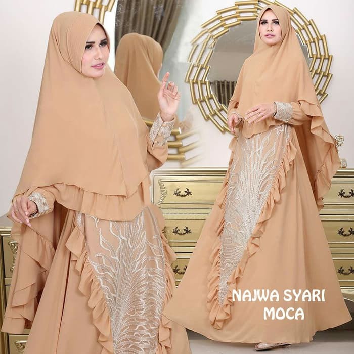 Fashion Muslim Baju Gamis Busana Muslim - NAJWA SYAR'I MOCCA BERGO NO PED