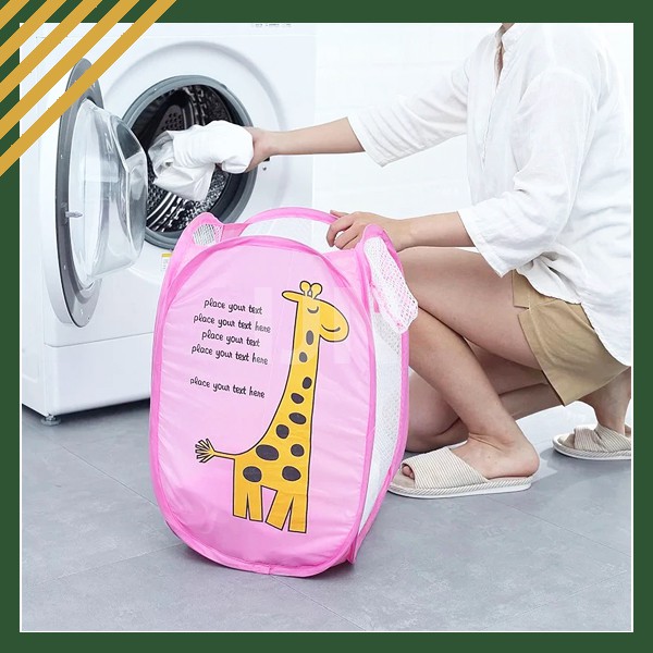 R301 Keranjang Laundry Baju Kotor Motif Karakter Lipat Basket Storage Pakaian Hamper Bag Loundry IJN