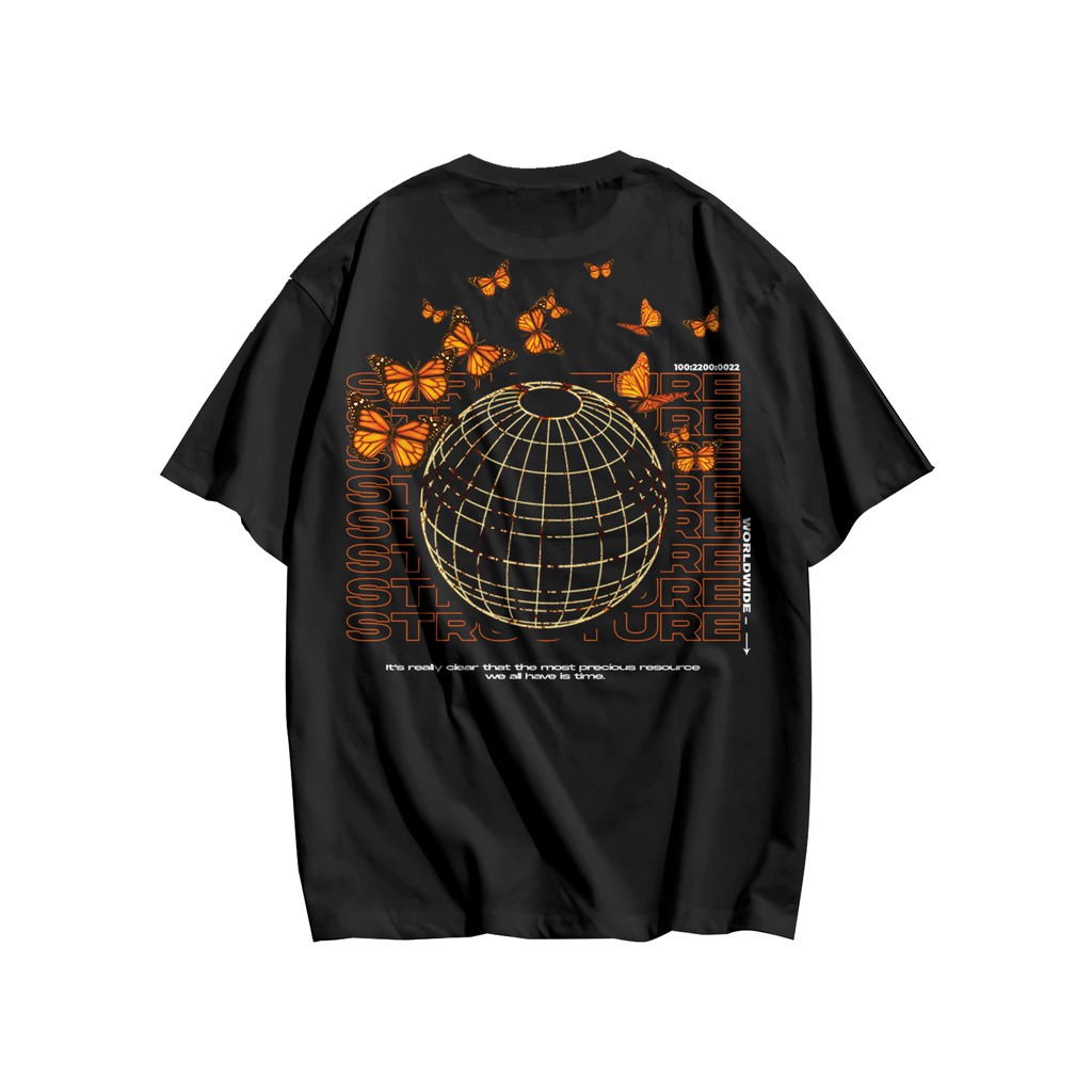 Kaos Pria Oversize - Orange Butterfly