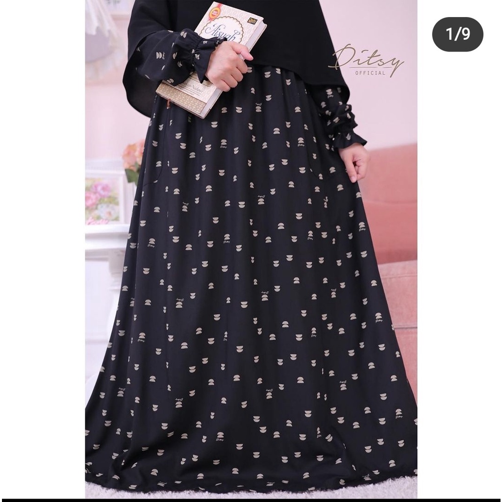 [READY ][ORIGINAL] - DITSY EVEOLEE BLACK NIGHTGOWN L- Januari 2022
