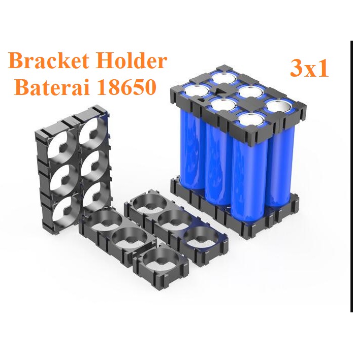 bracket Braket Holder Baterai Batre 18650 3x1 1x3 3 Slot Sambungan Lubang Grid Slot Dudukan