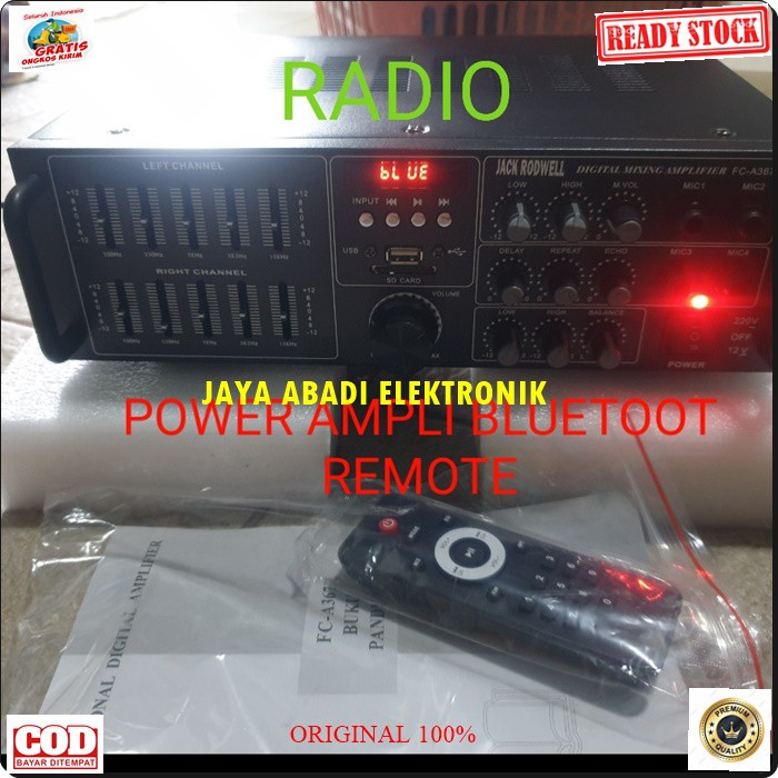 G484 AMPLI BLUETOOTH POWER AMPLIFIER REMOTE RADIO BLUETOOTH EQUALIZER MIXER BLUETOOTH KARAOKE MIXING AMPLI USB MP3 PLAYER AUDIO SOUND AC DC PRO AUX DJ MP3 ORIGINAL REMOT BISA BLUETOOTH KE SEGALA MEREK HANDPHONE AC DC BISA JUGA DIPAKE DIMOBIL PALE AKI