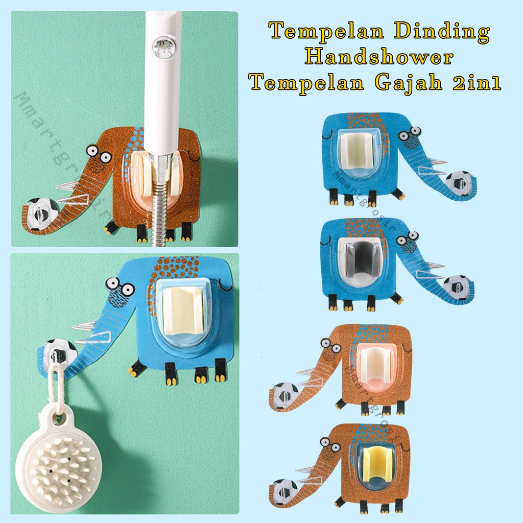 Tempelan Dinding / Hook Gantungan  / Gantungan Handshower / Tempel Gajah / 2in1