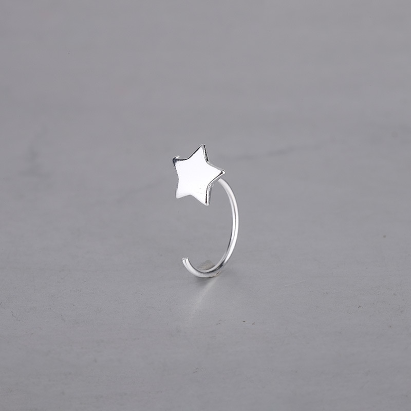 Anting Tusuk Asimetris Bentuk Bulan Dan Bintang Lapis Silver Untuk Wanita