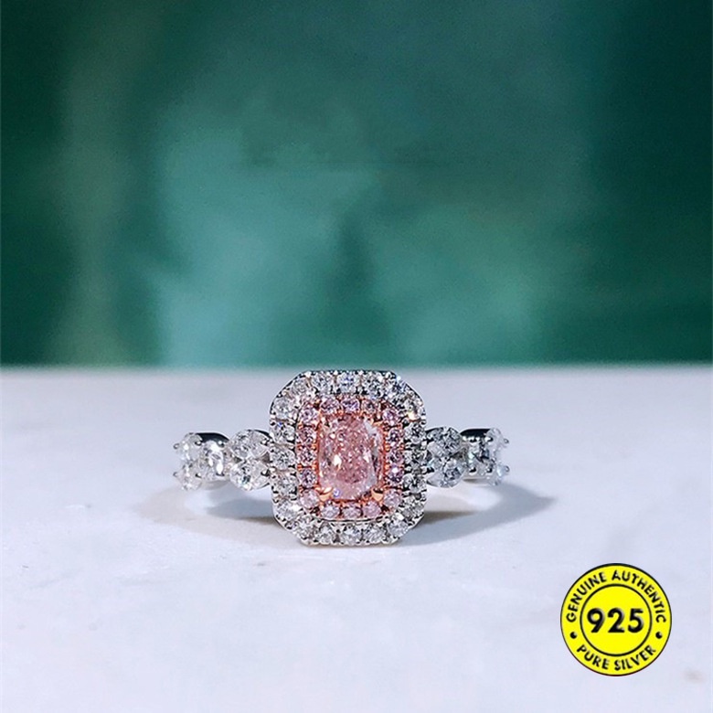 18K Platinum Pink Diamond Color Separation Ring for Women