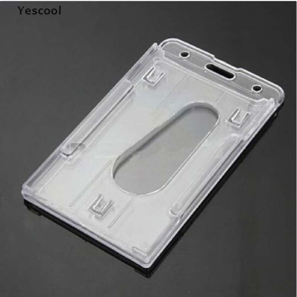 Yescool Holder Kartu Identitas Vertikal Bahan Plastik Keras Transparan Ukuran 10x6cm