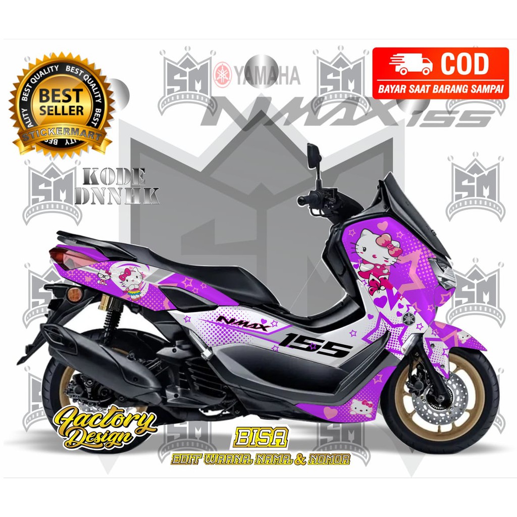 Sticker decal full body Yamaha nmax Hello Kitty Putih Ungu