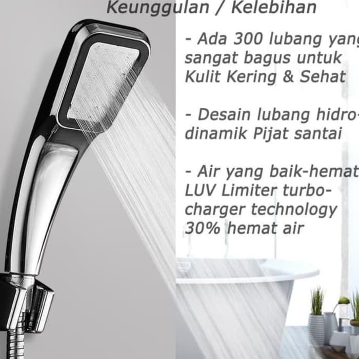 (SerbaSerbi) Kepala Shower Mandi 300 Lubang Head Pancuran Air Tekanan Tinggi Aerator Kamar Filter Selang Kencang