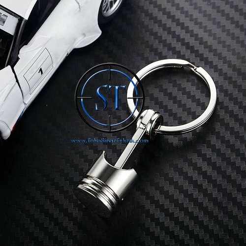 Gantungan Kunci Piston Seher Stainless Steel Keychain Key Chain Kado Bentuk Piston Mesin Mobil Hobi Kado